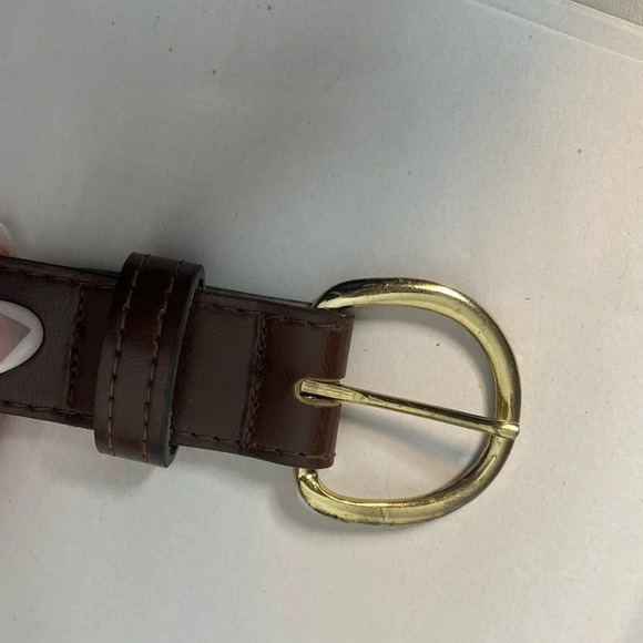 HABAND! Genuine Bonded Leather Belt Brown with Gold Hardware Size 40 - Picture 3 of 5